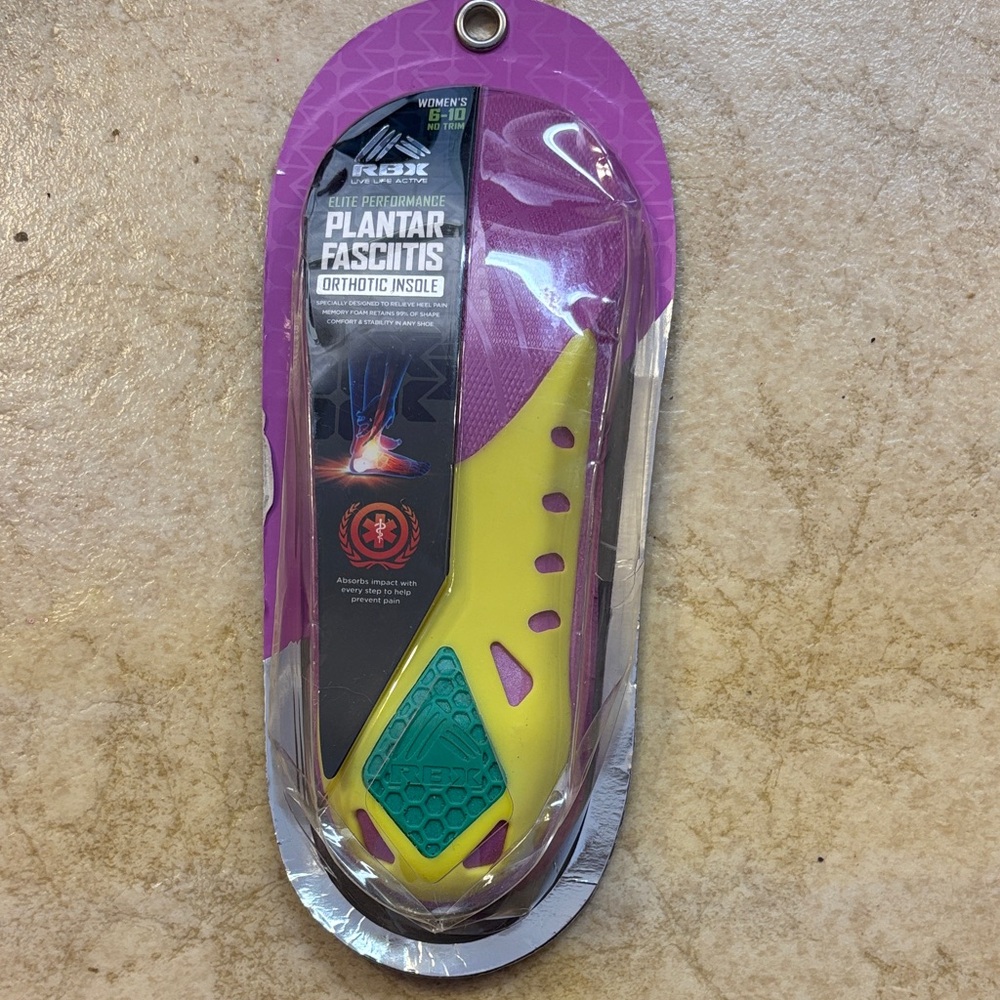 RBX Women's Orthotic Insole - Purple, Yellow, and Teal